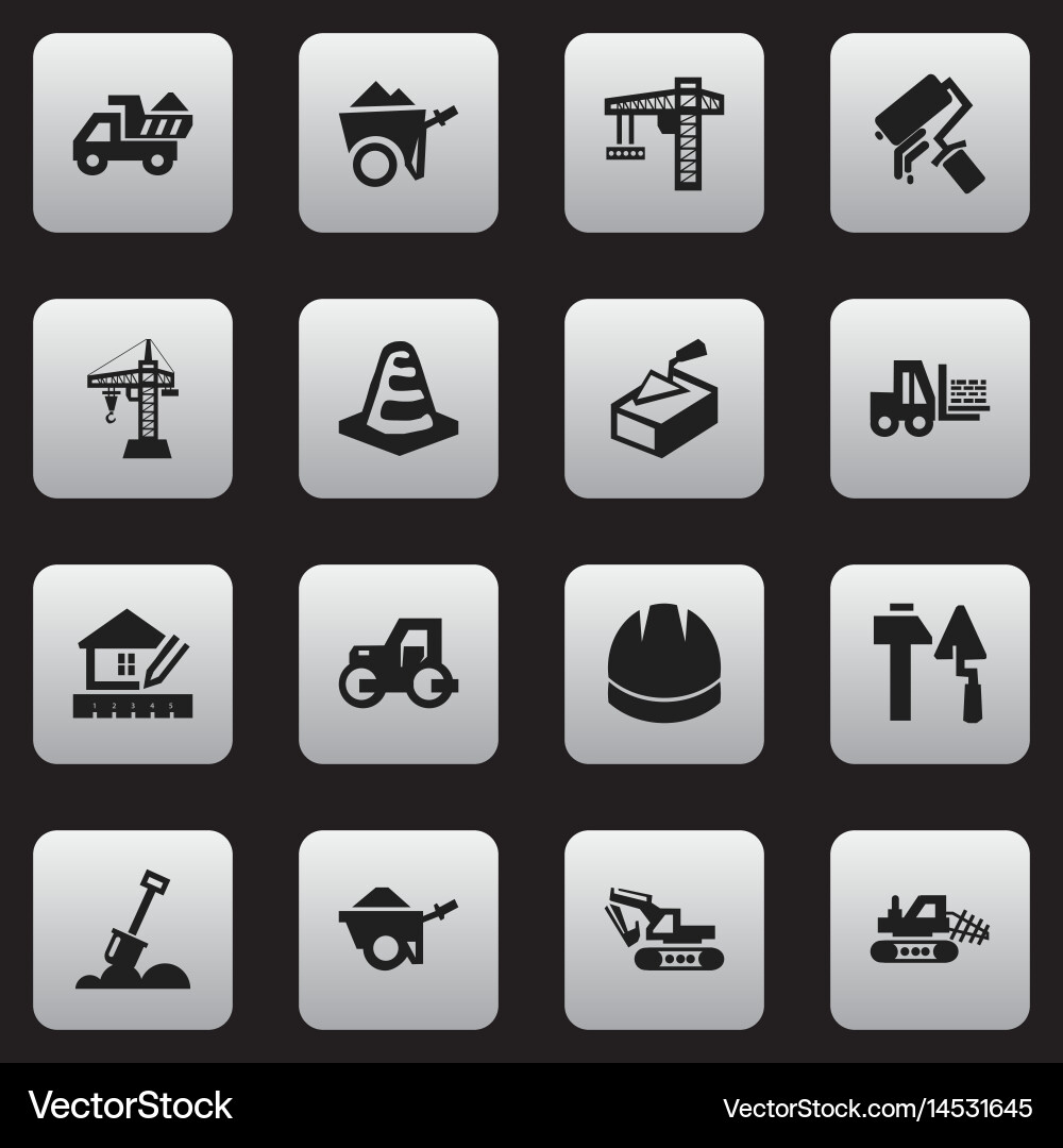 Set of 16 editable building icons includes vector image