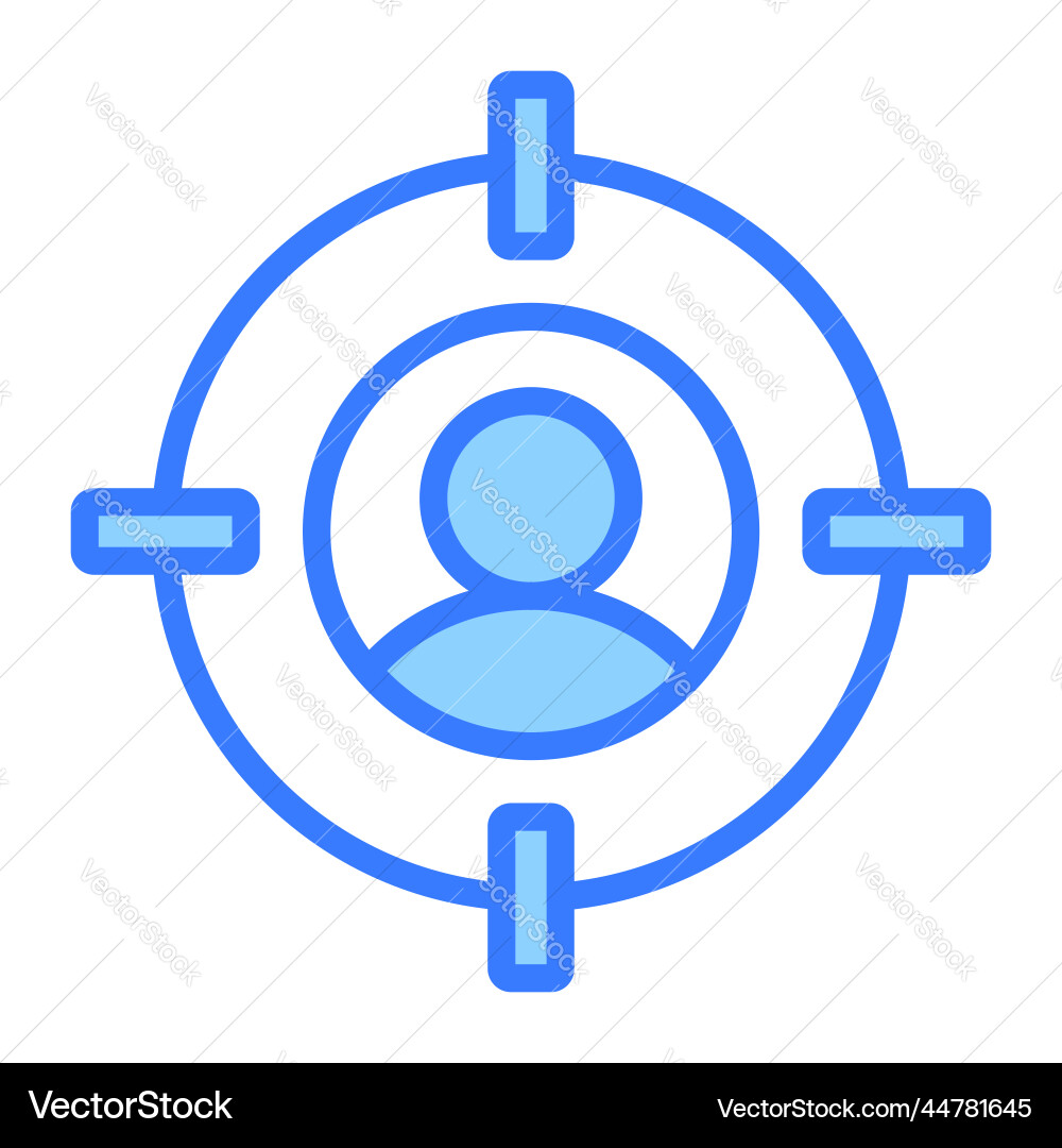 Target user icon interface as a simple sign vector image