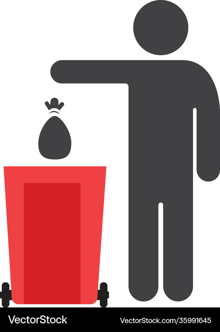 Throw garbage in trash vector image