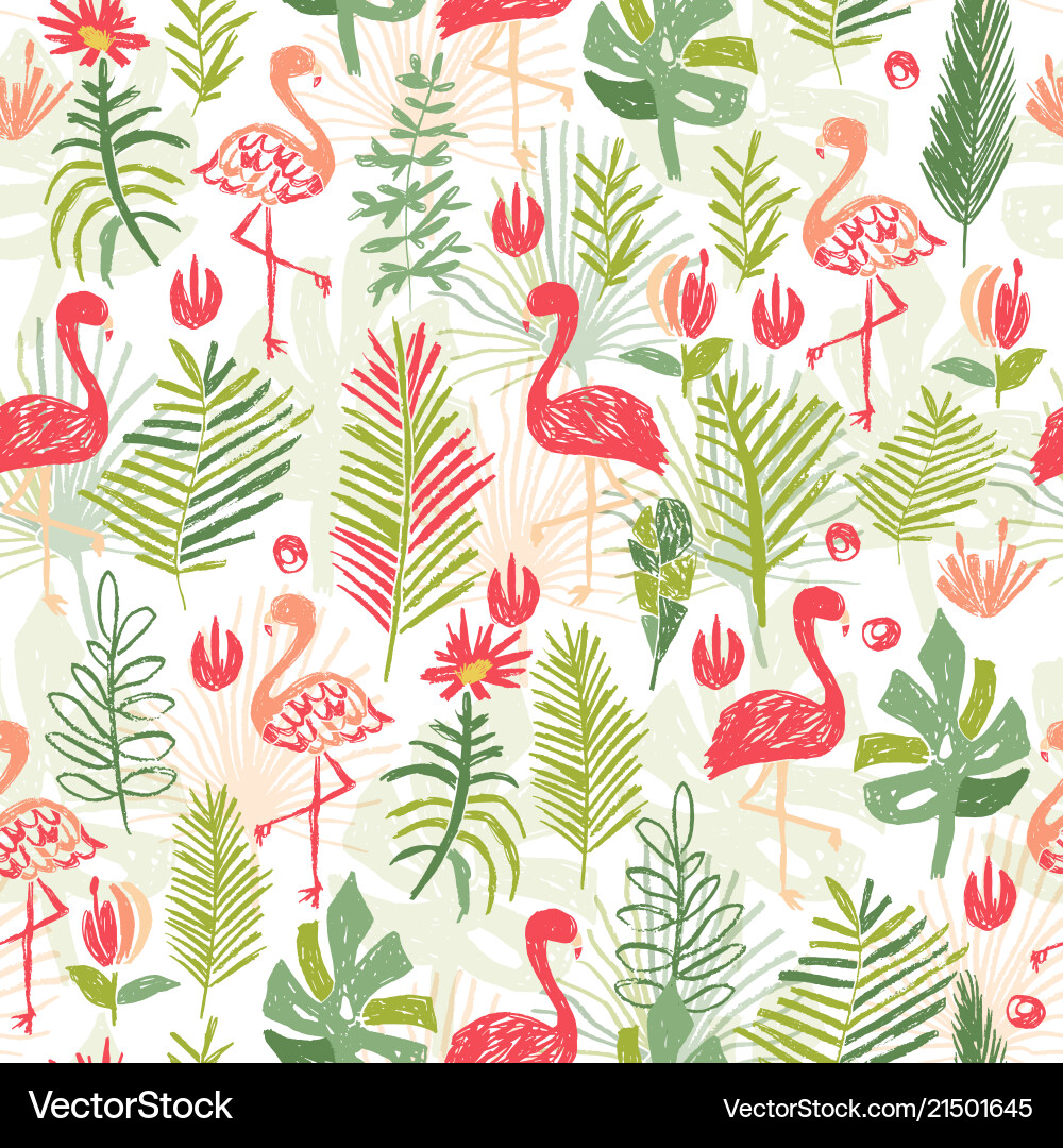 Tropical Flamingo Pattern Vector Image