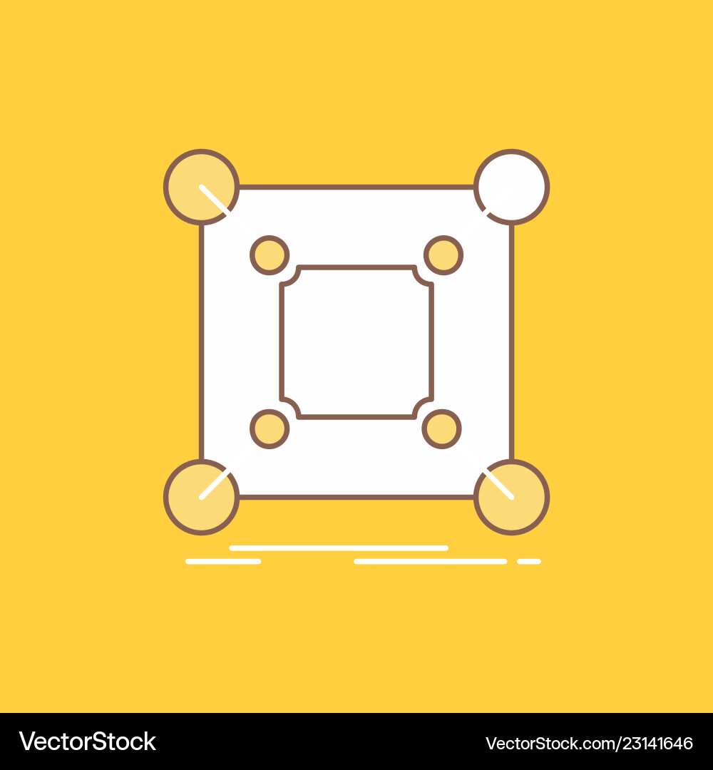 Base center connection data hub flat line filled Base center connection data hub flat line filled vector image