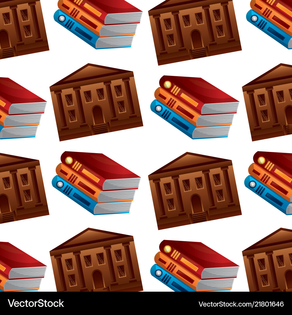 Bibliothek Stapel Bücher und Schulgebäude Muster Bibliothek Stapel Bücher und Schulgebäude Muster vektorbild