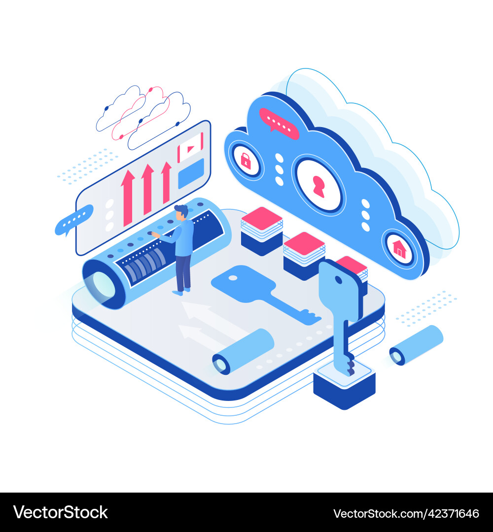 Cloud computing security protection data service vector image