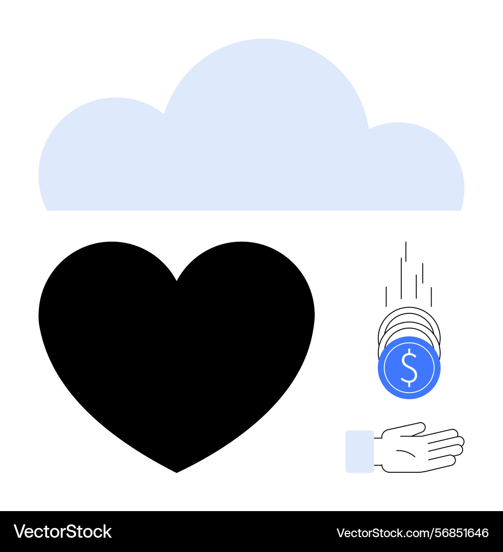 Cloud computing with heart symbol and hand Cloud computing with heart symbol and hand vector image