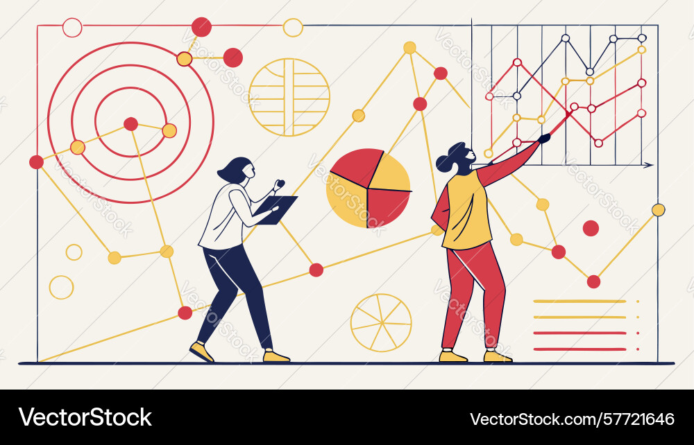 Collaborative data analysis and infographics Vector Image