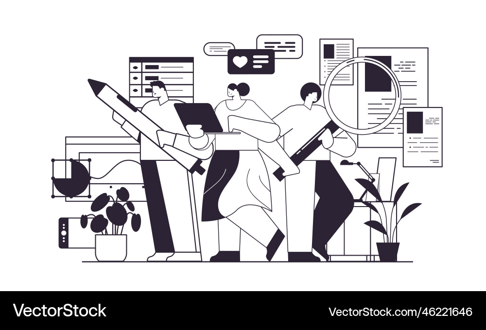 Digital designers programmers and analysts team Digital designers programmers and analysts team vector image