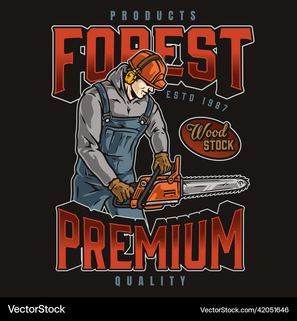 Forest production label with inscription Forest production label with inscription vector image