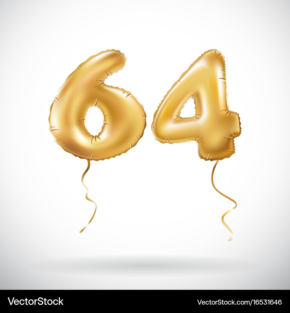 Golden number 64 sixty four metallic balloon – Royalty-Free Vector |  VectorStock