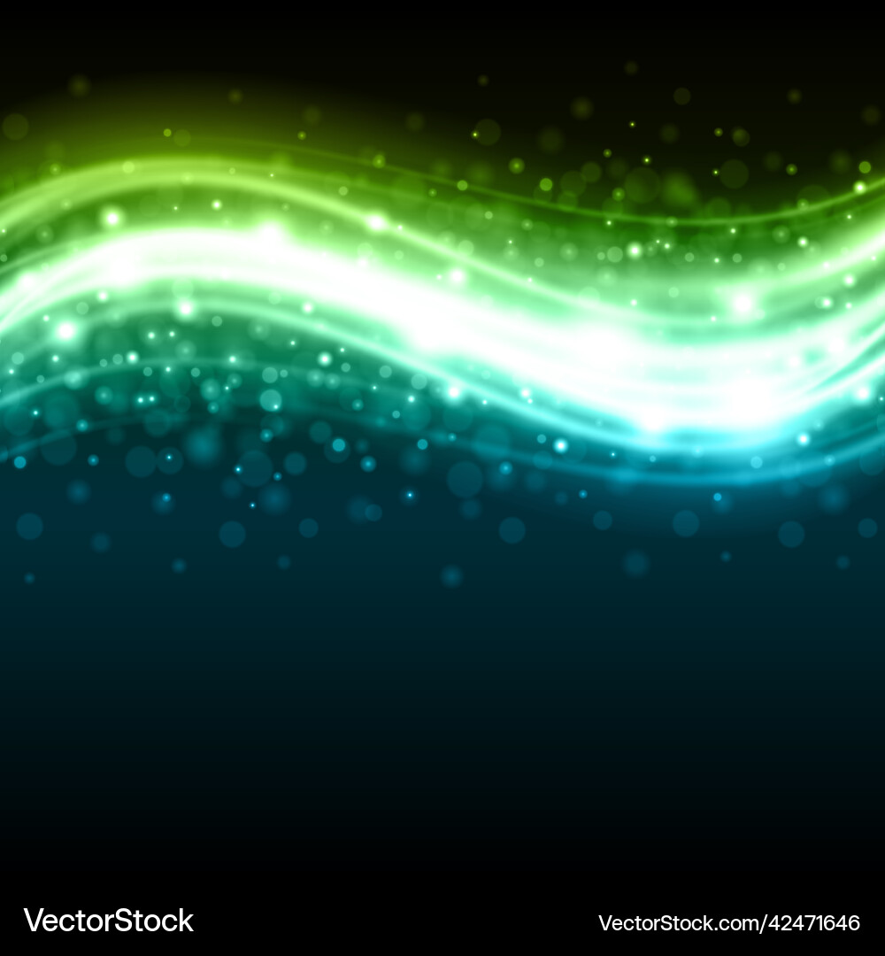 Horizontal illuminated glossy wave shiny particle Horizontal illuminated glossy wave shiny particle vector image