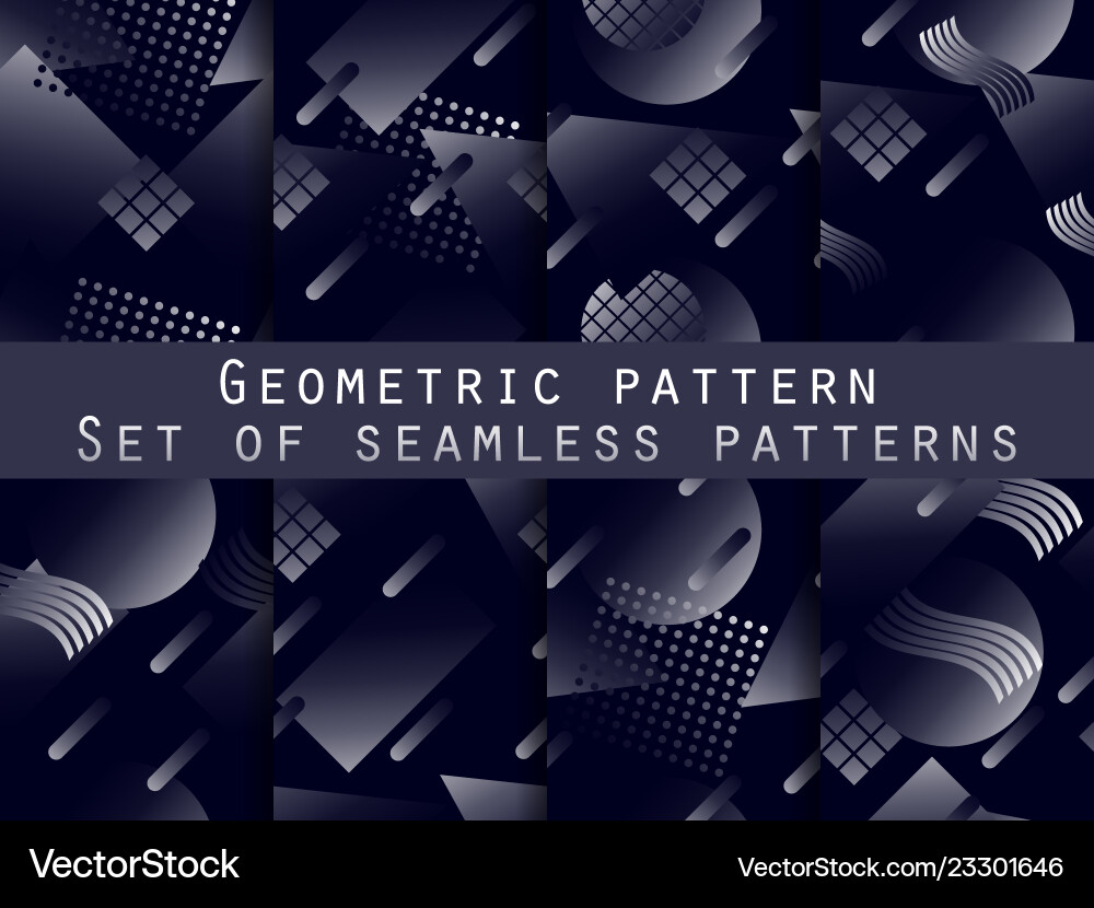 Memphis seamless pattern set with gradient vector image