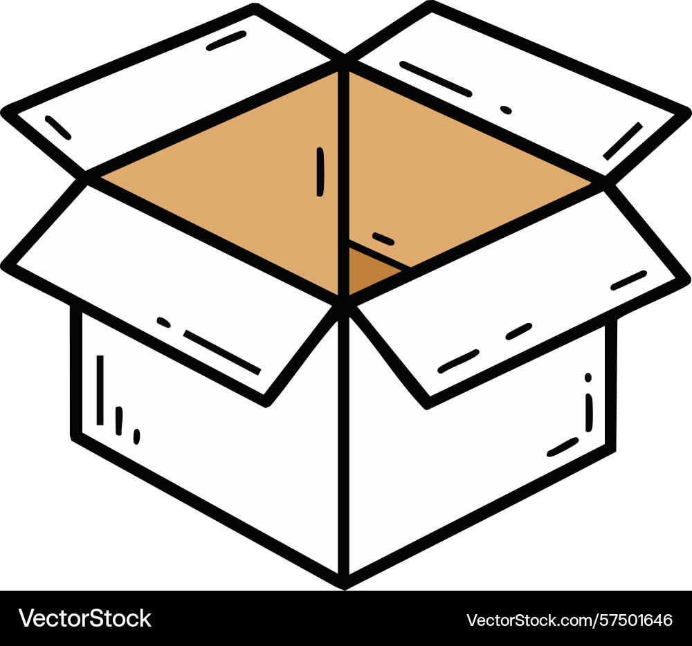 Open cardboard box with flaps unfolded simple Vector Image