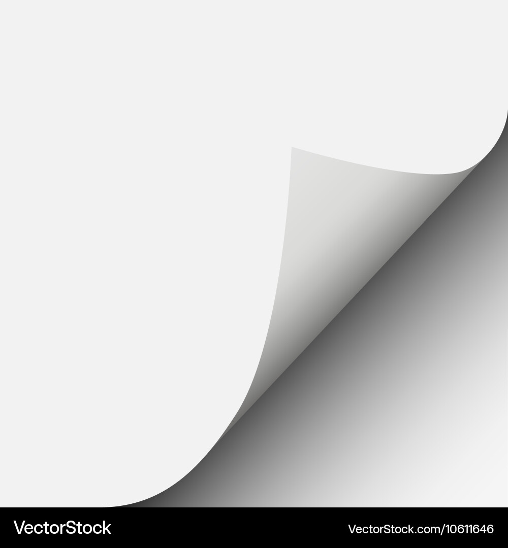 Page curl with shadow on a blank sheet of paper vector image