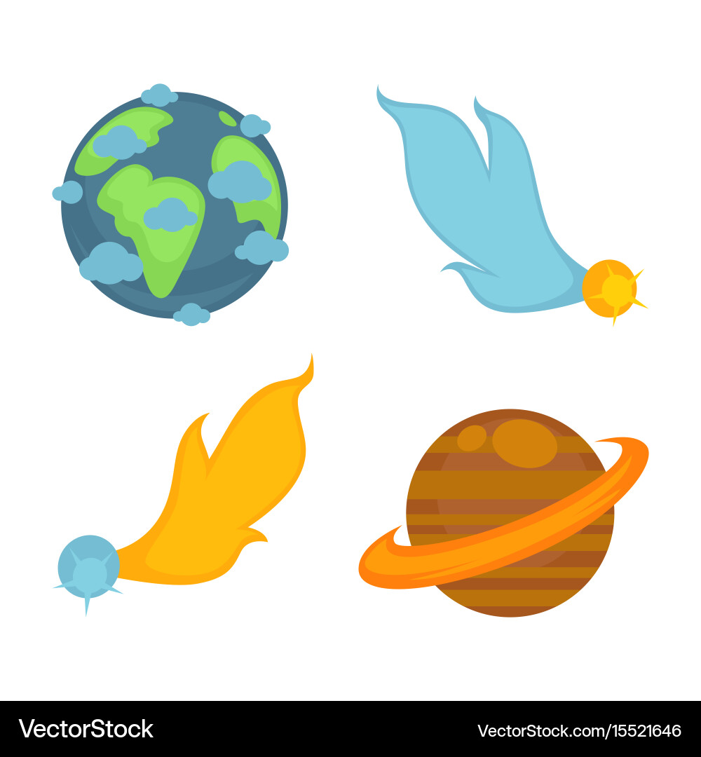 Planets and comets set vector image