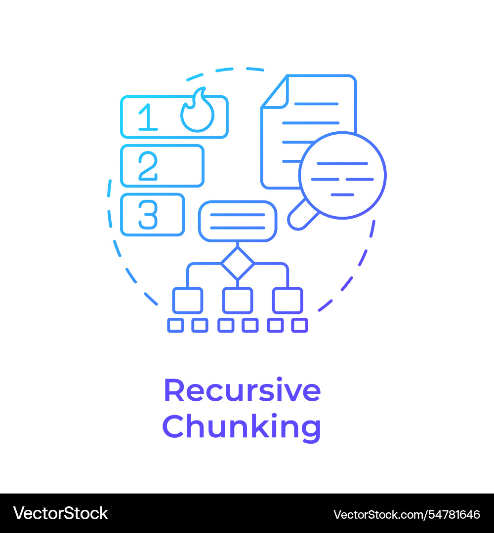 Recursive chunking blue gradient concept icon Recursive chunking blue gradient concept icon vector image