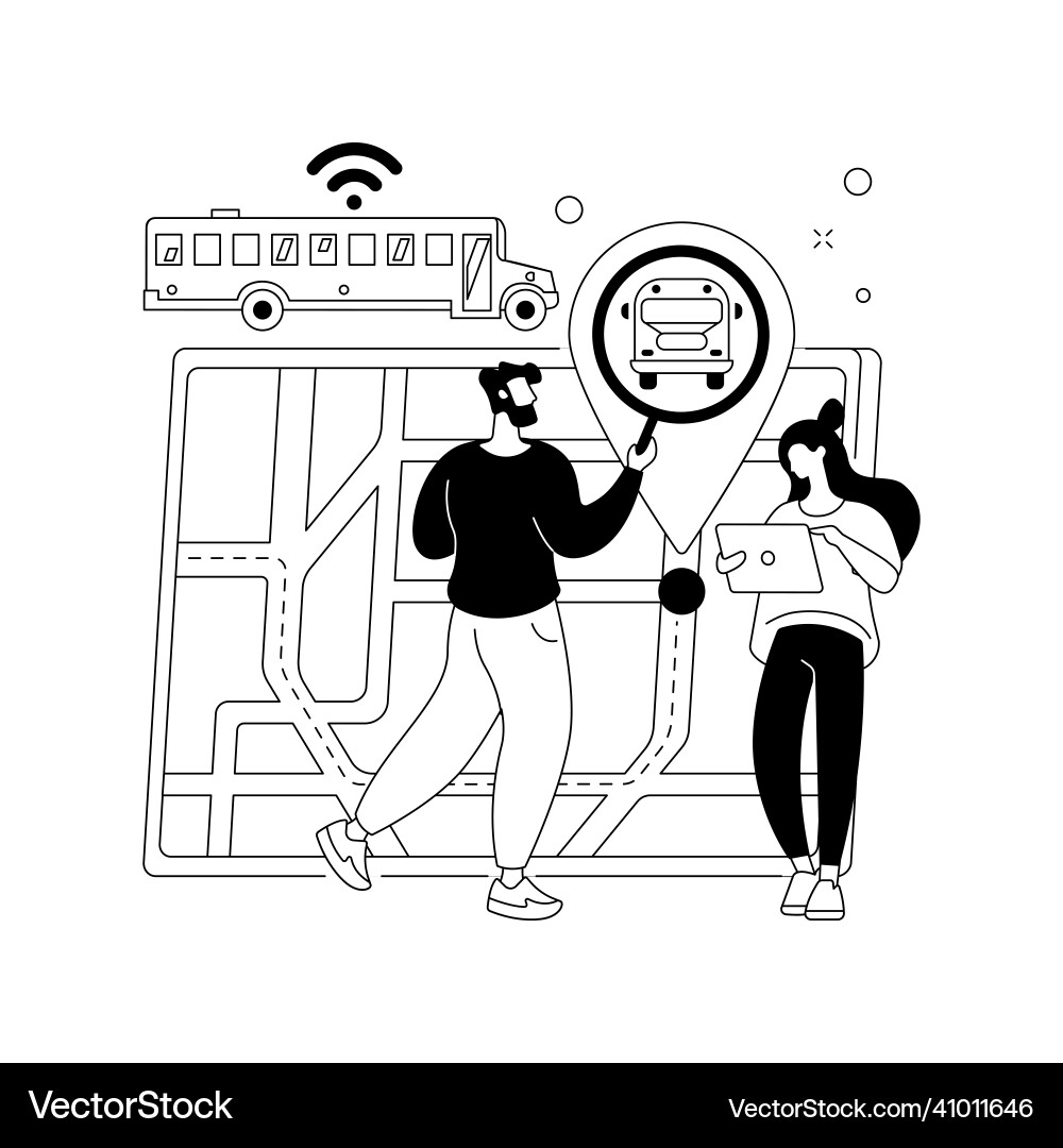 School bus tracking system abstract concept Vector Image