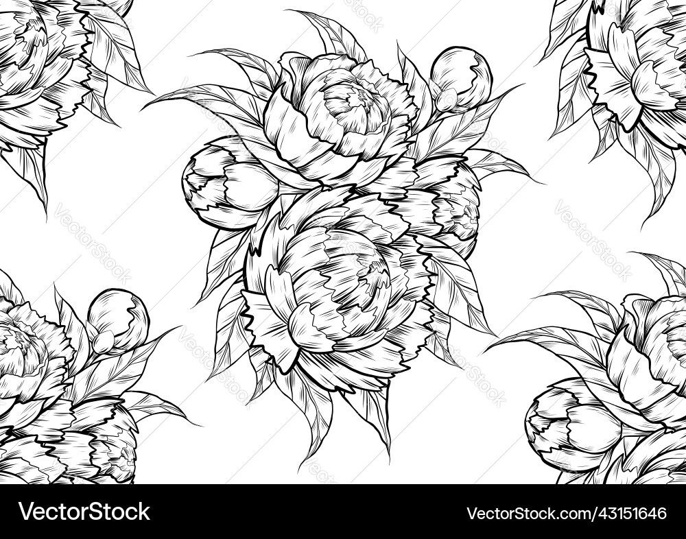 Seamless monochrome pattern with sketch of bunch Vector Image