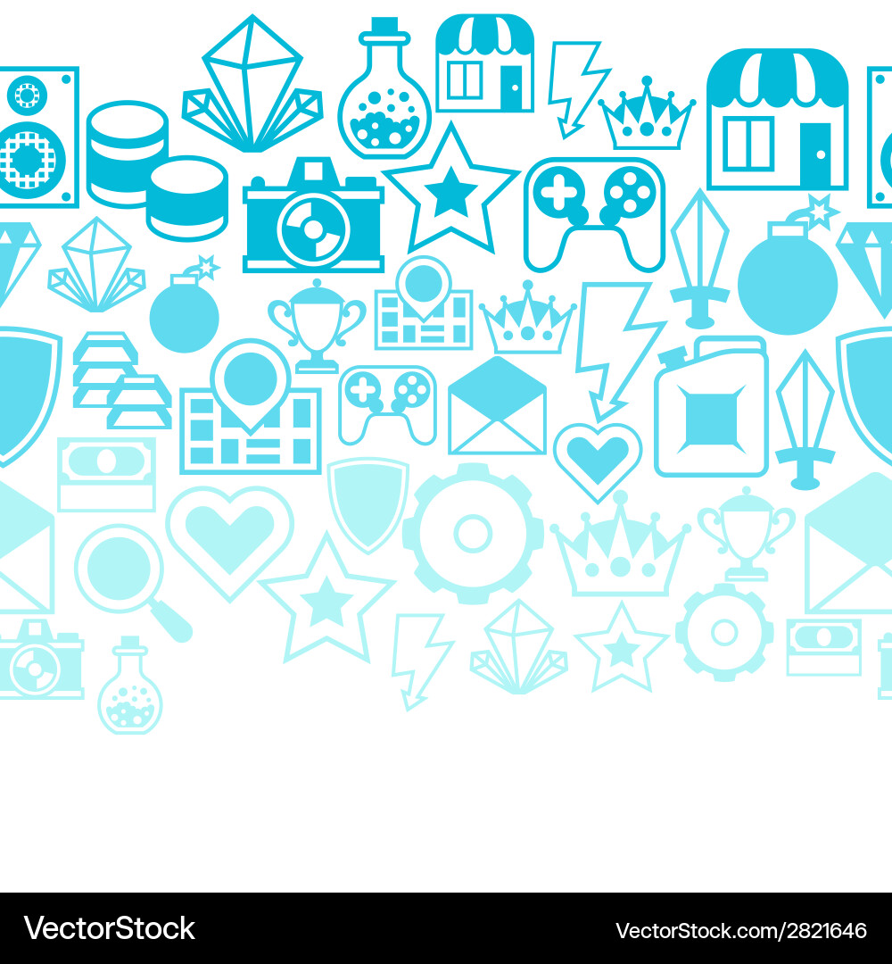 Seamless pattern with game icons in flat design vector image
