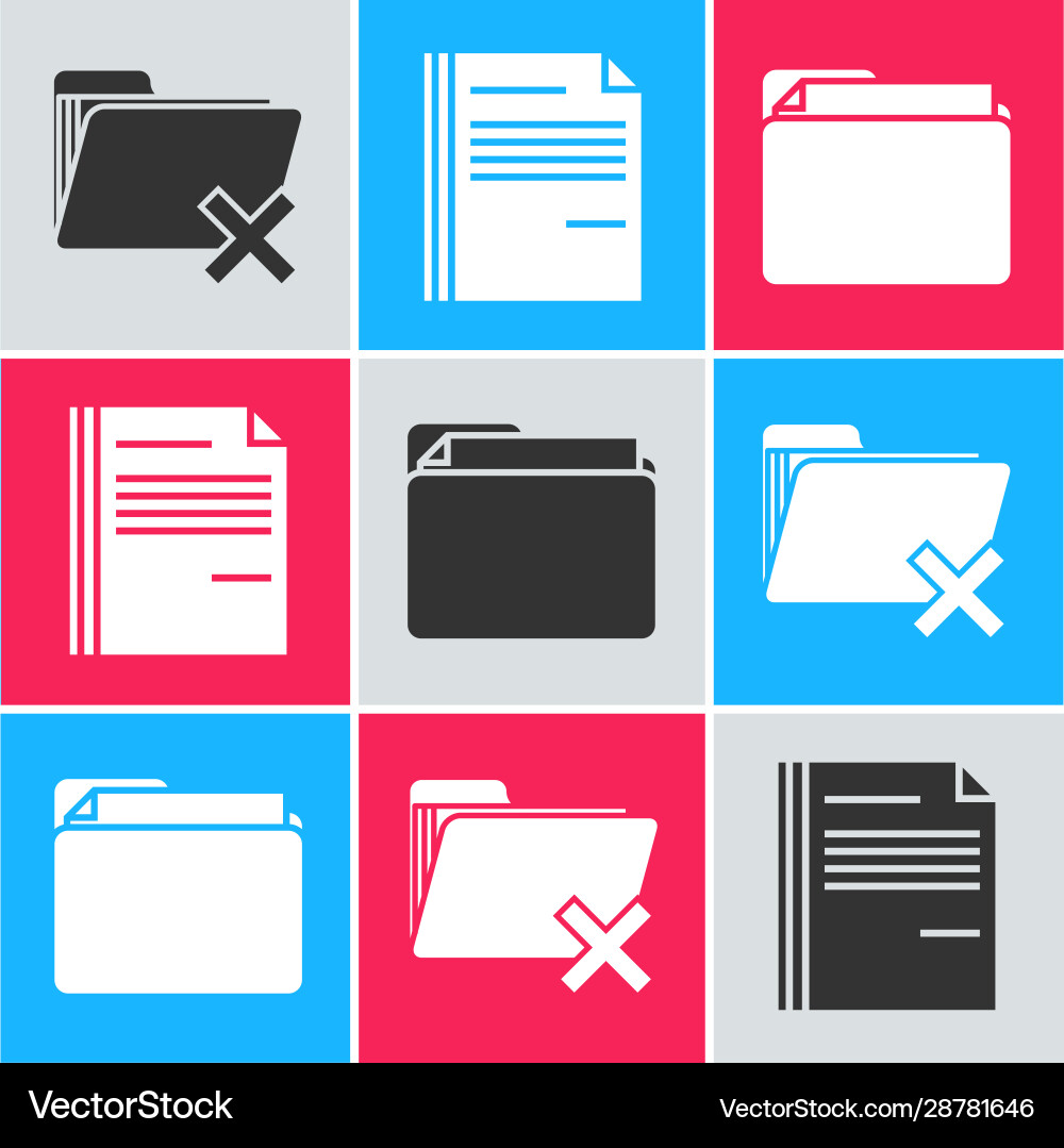 Set delete folder file document Set delete folder file document vector image
