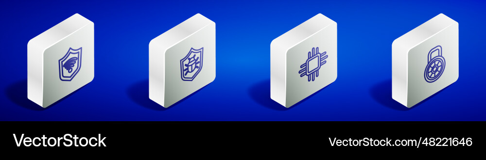 Set isometric line shield with wifi wireless Set isometric line shield with wifi wireless vector image