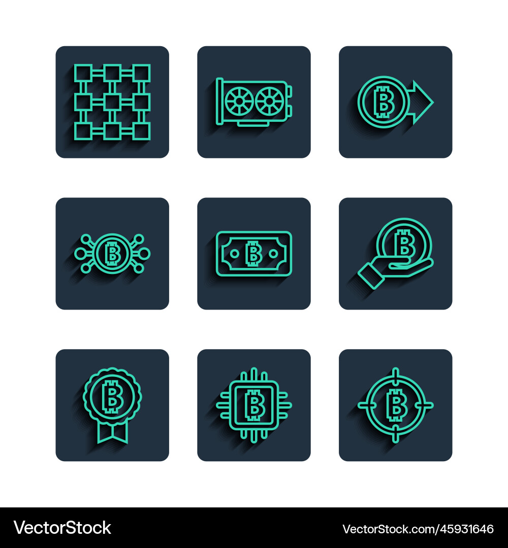 Set line bitcoin cpu mining farm the target Set line bitcoin cpu mining farm the target vector image