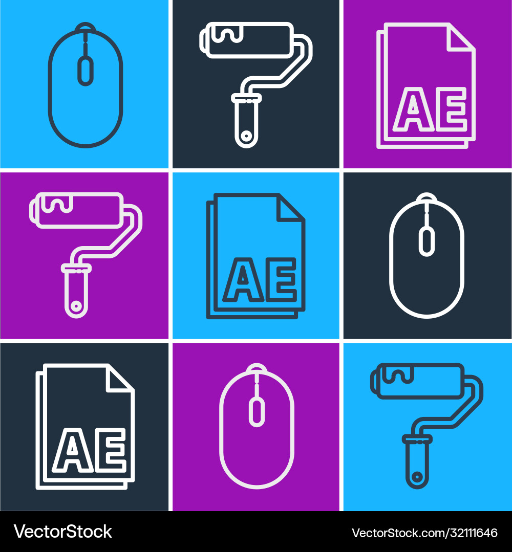 Set line computer mouse ae file document vector image