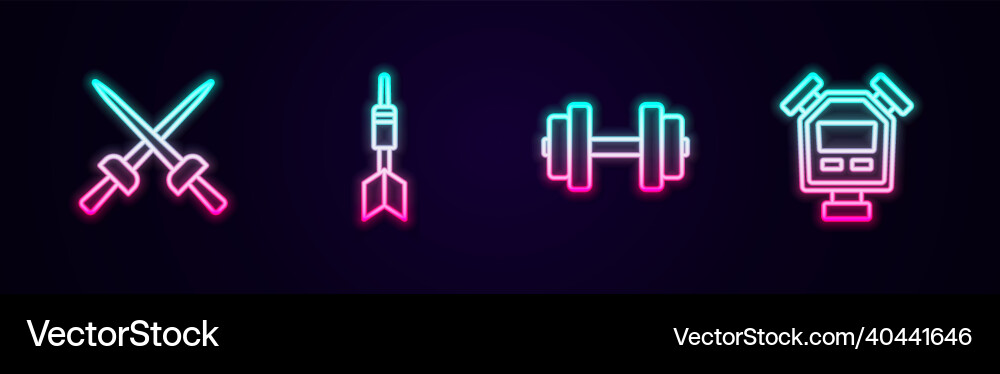 Set line fencing dart arrow dumbbell Vector Image