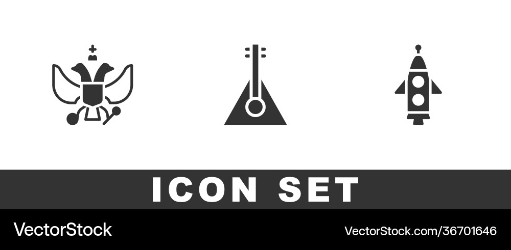Set national emblem russia balalaika Set national emblem russia balalaika vector image