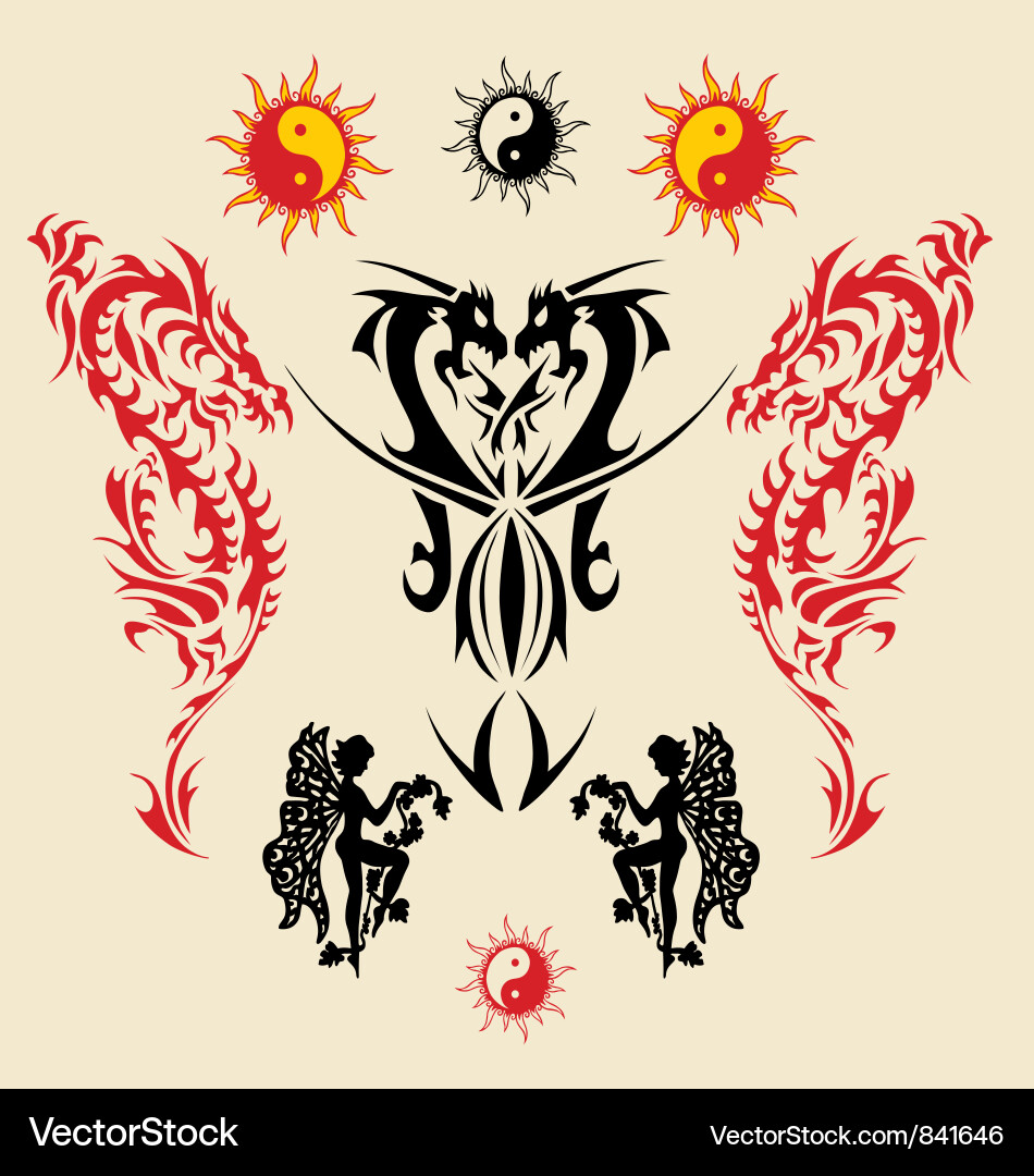 Tribal Dragon Tattoo Artwork vector image