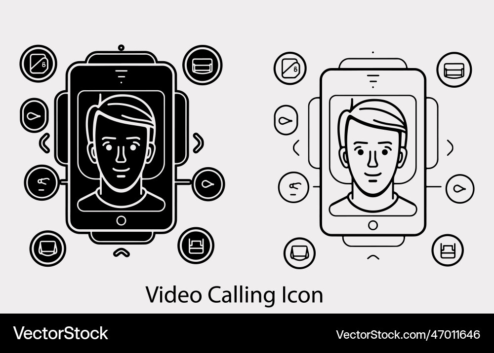 Video calling icon outline style simple set Video calling icon outline style simple set vector image