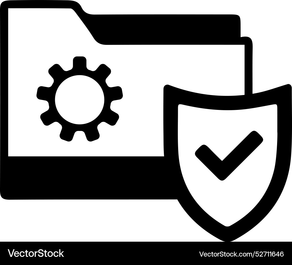 Web folder secure tick gear settings information Vector Image