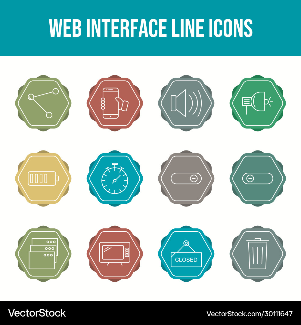 Beautiful web interface icon set vector image