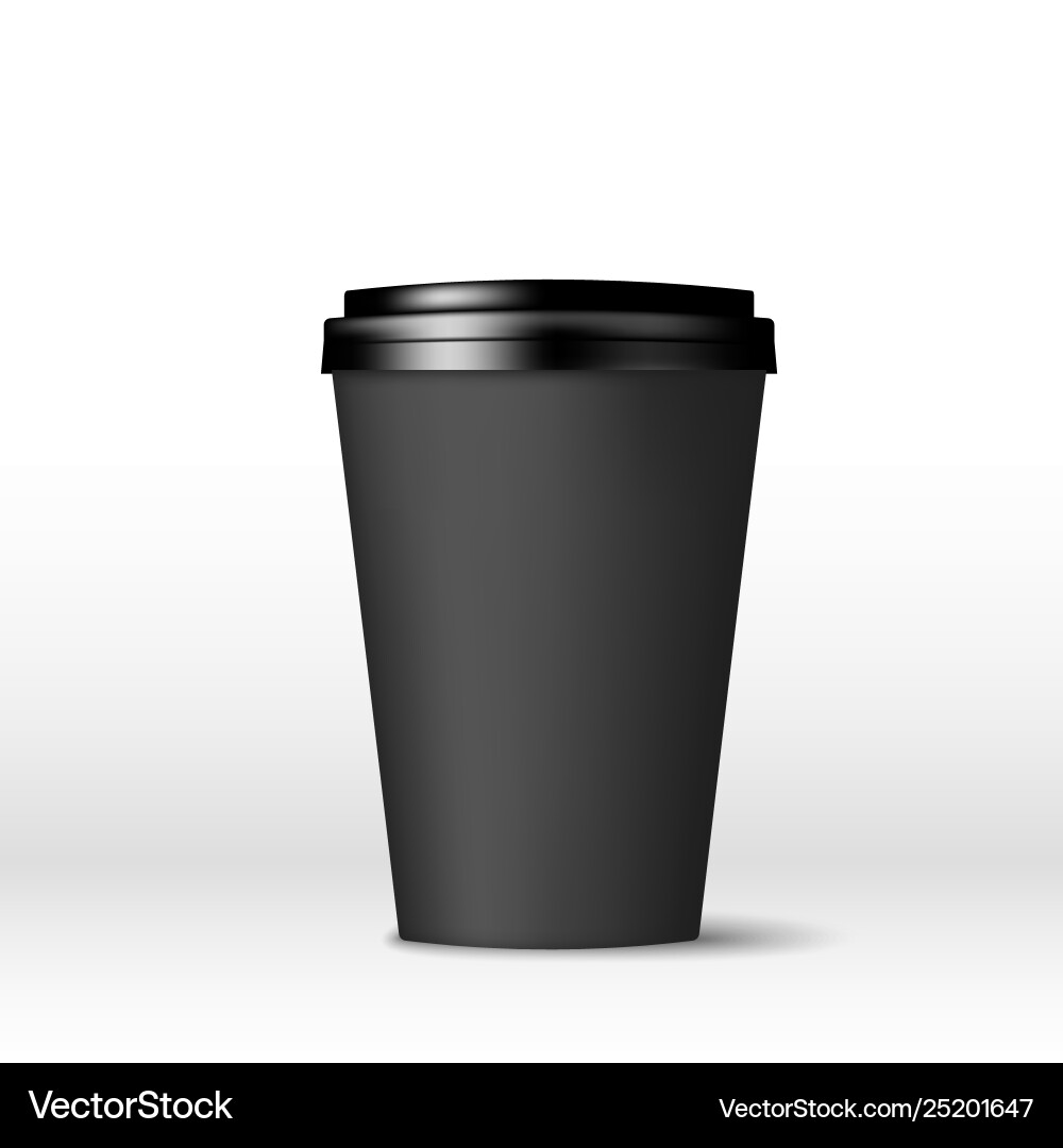Black paper coffee cup with lid to go Royalty Free Vector