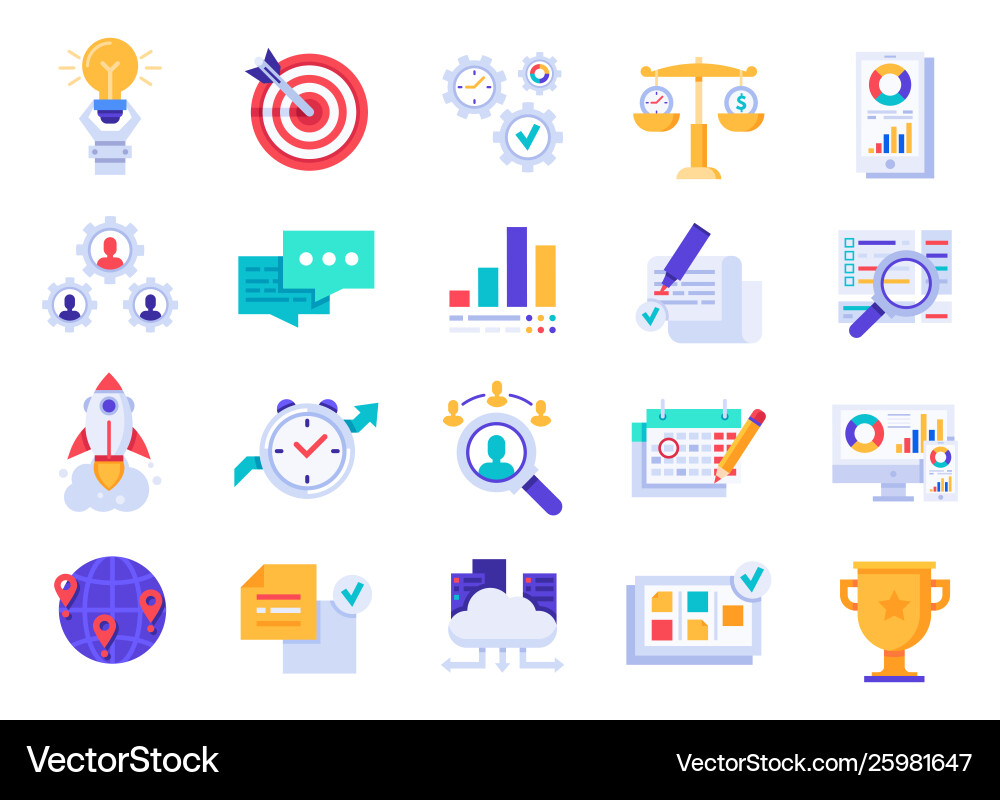 Business icons company startup corporate goals vector image