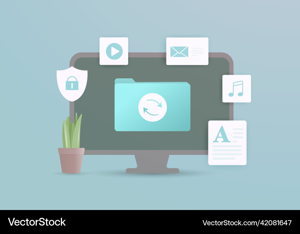 Cloud syncing concept desktop Vector Image