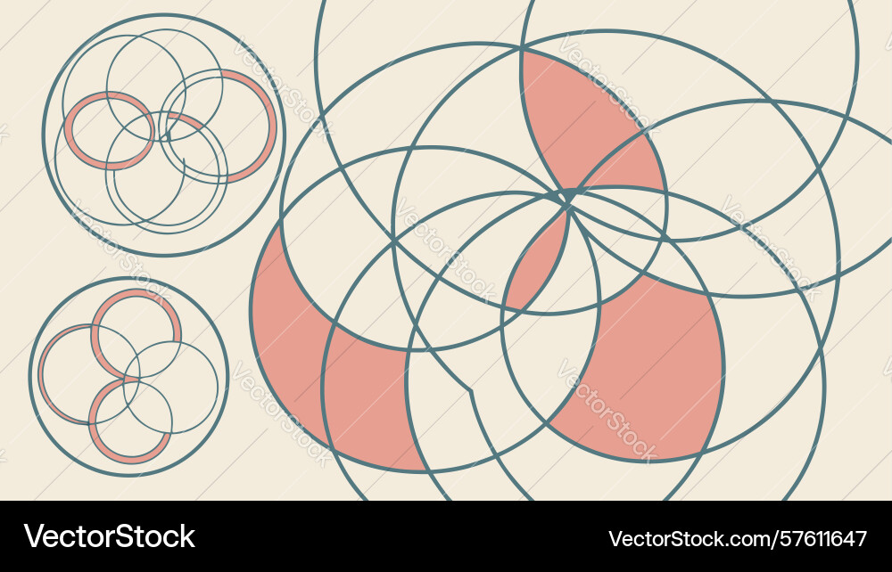 Dynamic intersecting circles abstract geometric vector image