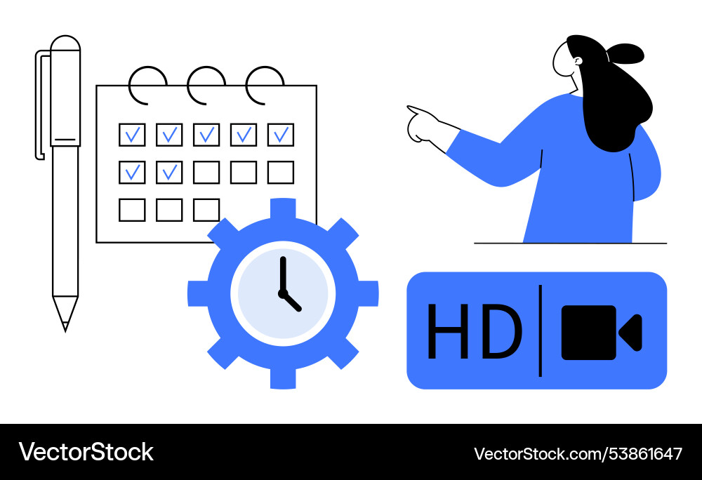 Effective time management with online meetings Effective time management with online meetings vector image