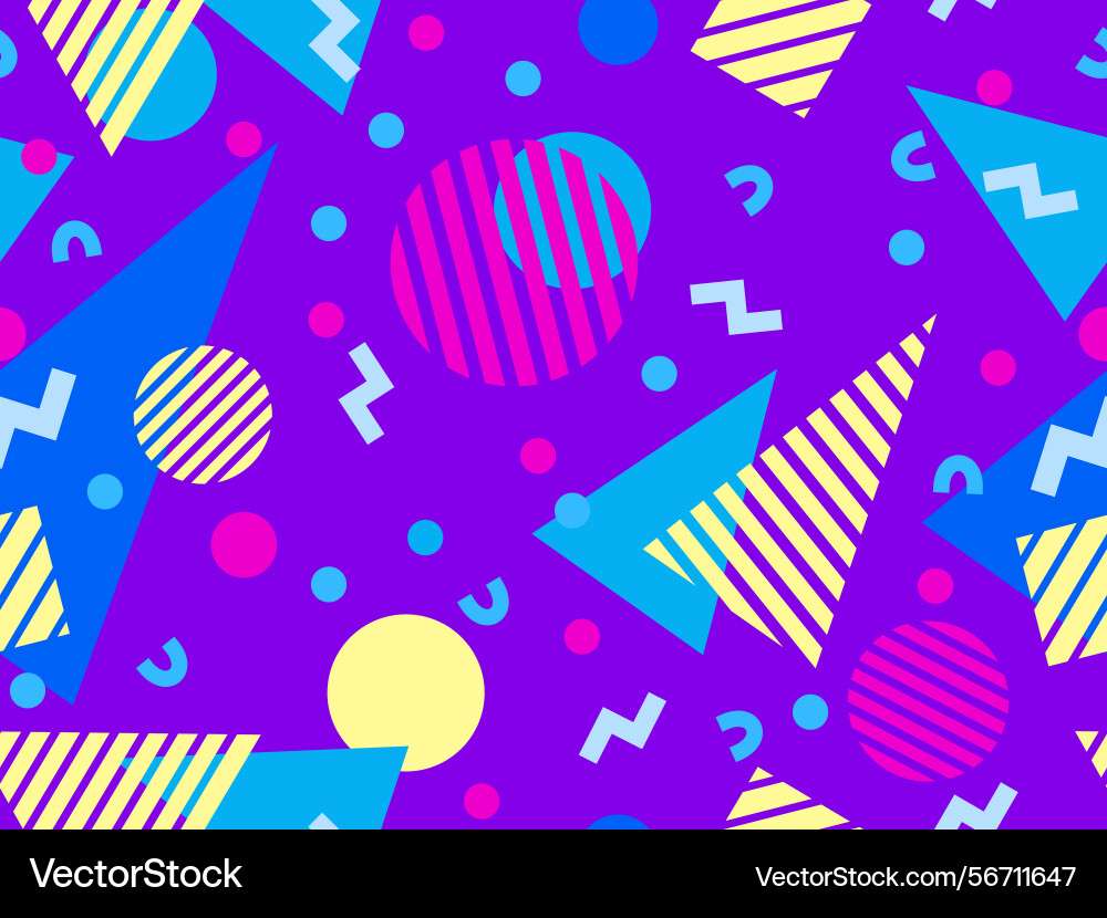 Geometric seamless pattern with memphis elements Vector Image