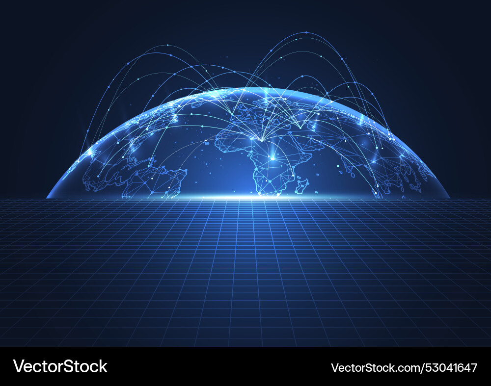 Global network connection world map point Vector Image