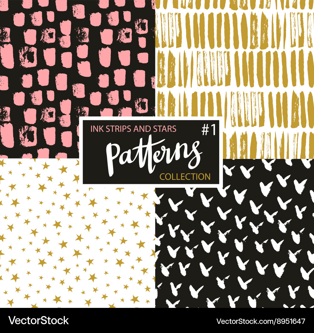 Hand drawn seamless patterns hipster backgrounds Vector Image