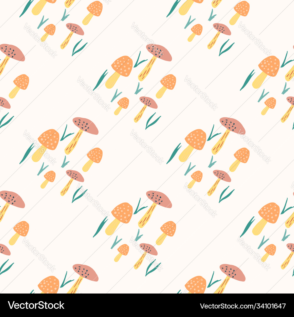 Isolated seamless simple pattern with mushroom Isolated seamless simple pattern with mushroom vector image