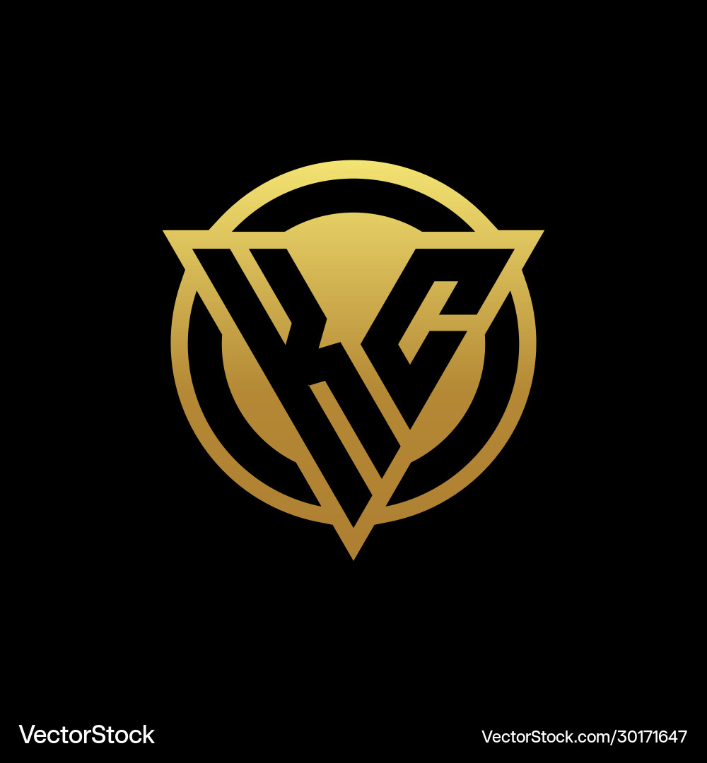 Kc logo monogram with triangle shape and circle Vector Image