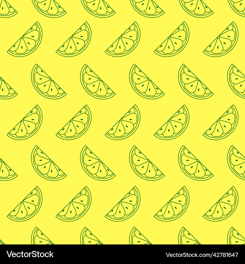 Lemon seamless pattern lime slice icon in line Lemon seamless pattern lime slice icon in line vector image