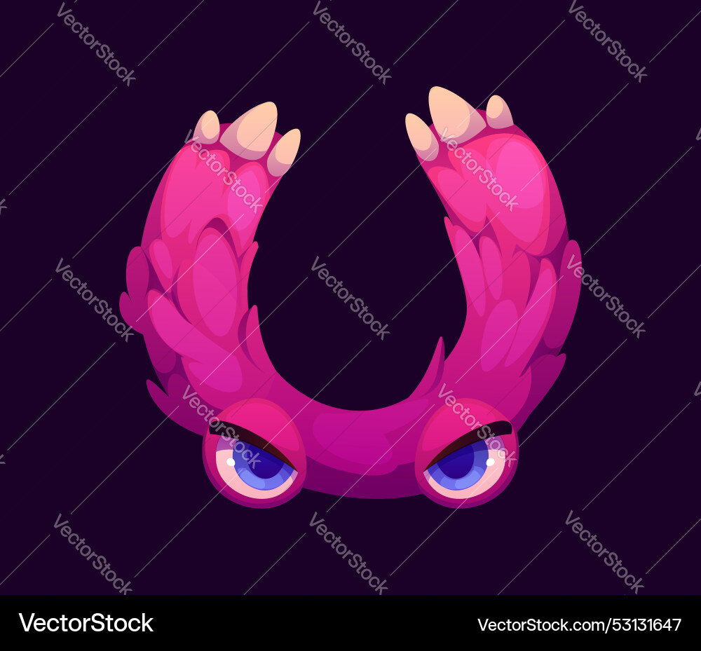 Letter u halloween pink furry monster character Letter u halloween pink furry monster character vector image