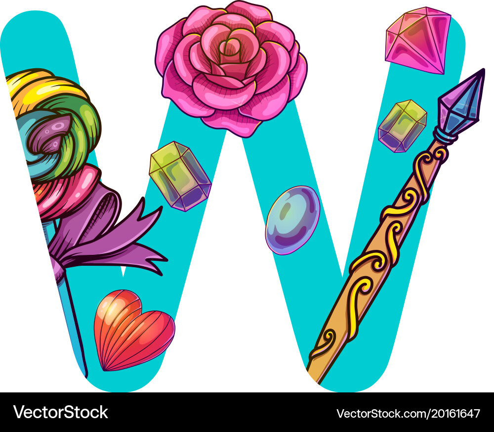 Magical Lollipop W Letter Royalty Free Vector Image