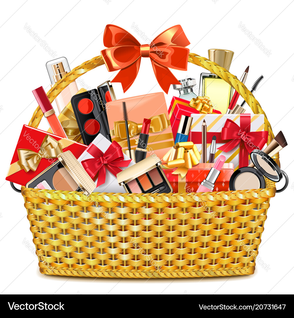 Makeup Gift Basket Vector Image