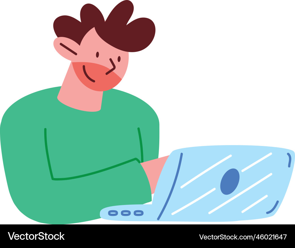 Man using laptop computer vector image