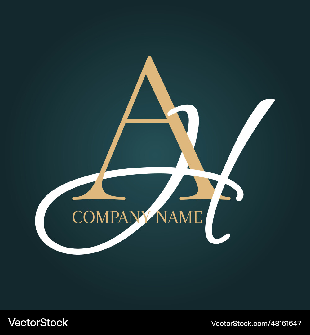 Monogram logo design with the letters a and h Vector Image