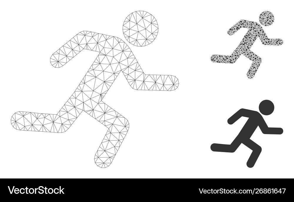 Running man mesh 2d model and triangle Running man mesh 2d model and triangle vector image
