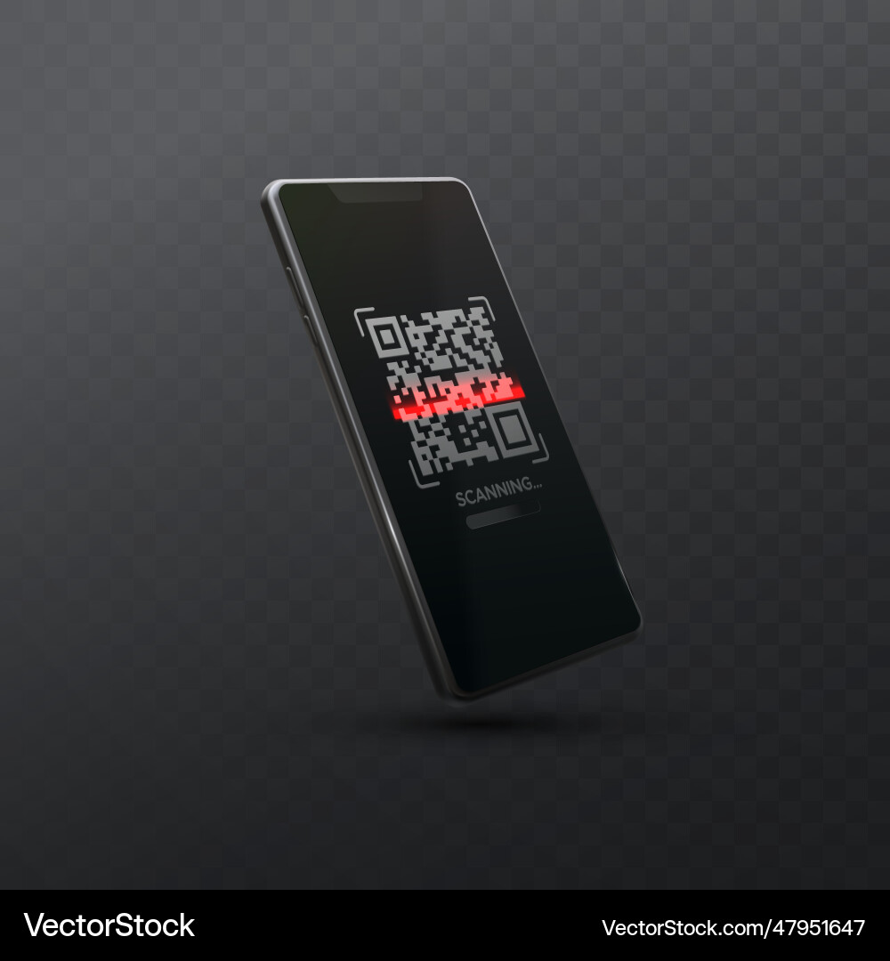 Scanning qr code with smartphone isolated vector image
