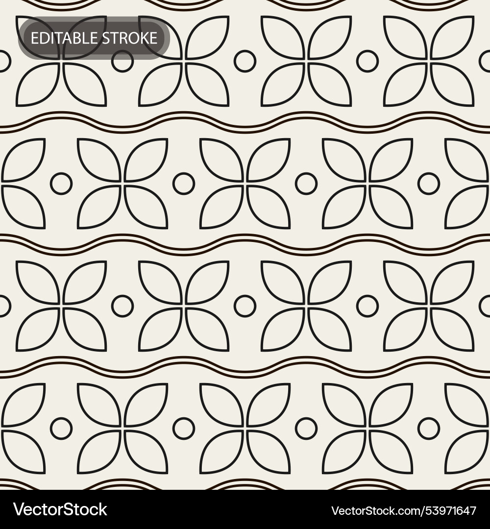 Seamless geometric pattern with editable stroke vector image